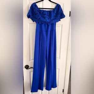 Elegant Blue Off-Shoulder Jumpsuit